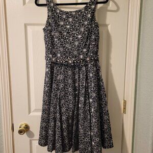Monsoon Black Floral Cocktail Dress - Size 8